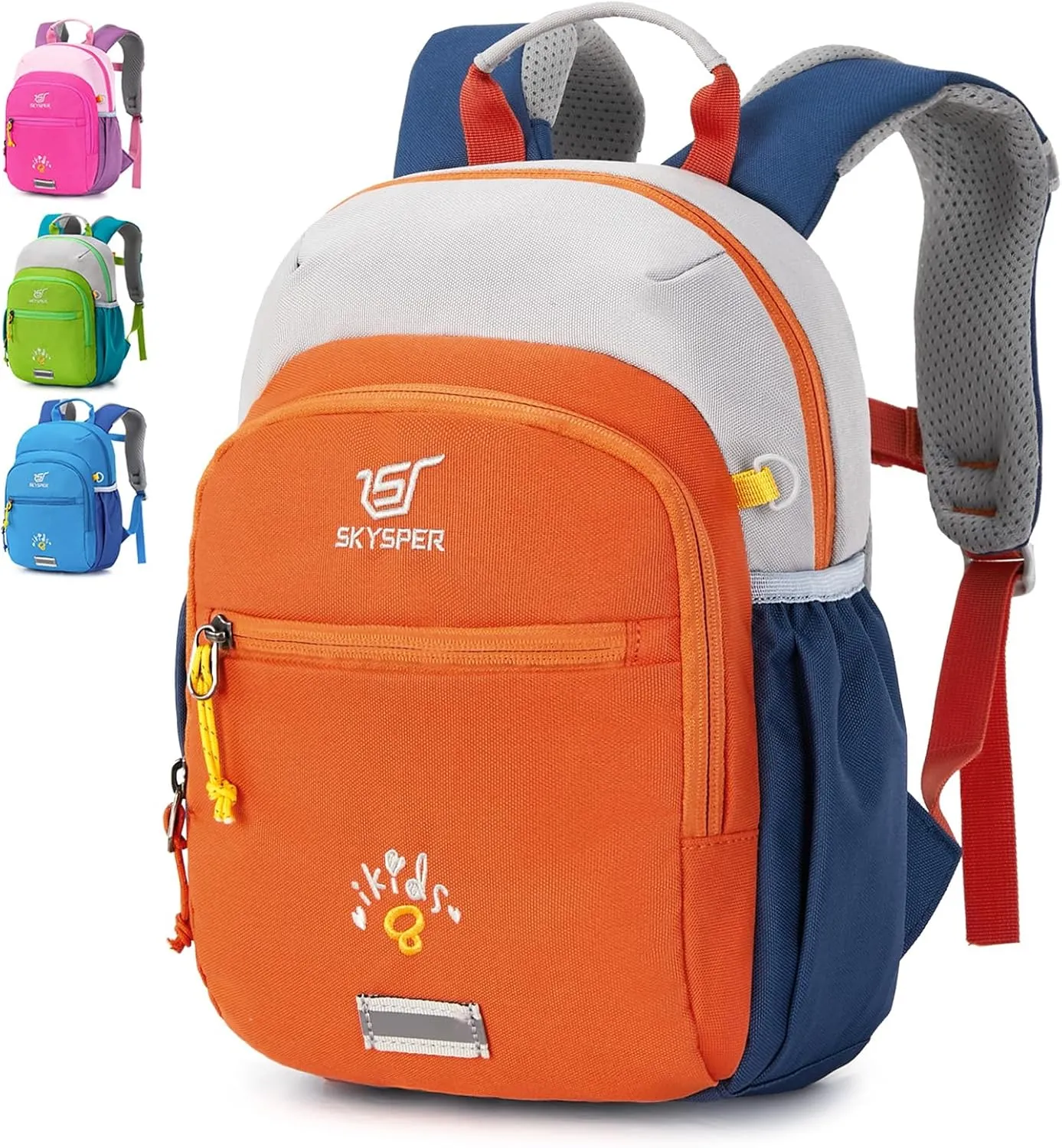 SKYSPER Toddler Backpack for Girls Boys Age 2-8, Cute Small Kids Backpack for Preschool Kindergarten and Travel, Orang