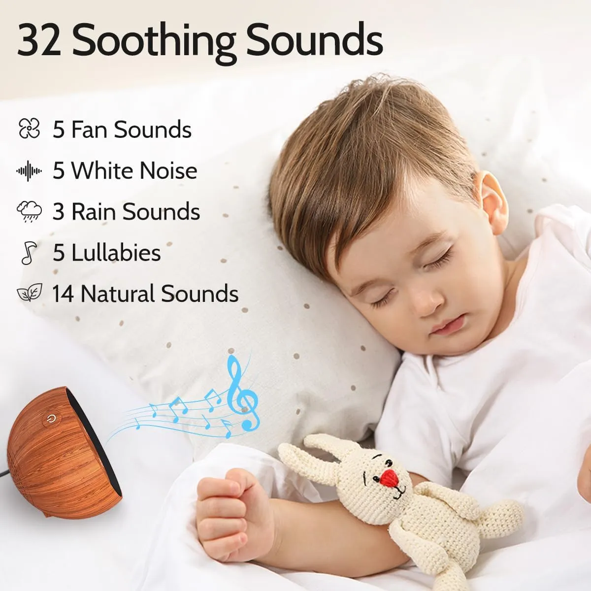 Sleep Sound Machine White Noise Machine with 32 Calming Sounds Loud Speaker 36 Volume Levels Pink Brown Noise Machine for Baby Kid Adult with 4 Timer Noise Canceling Machine for Office Privacy