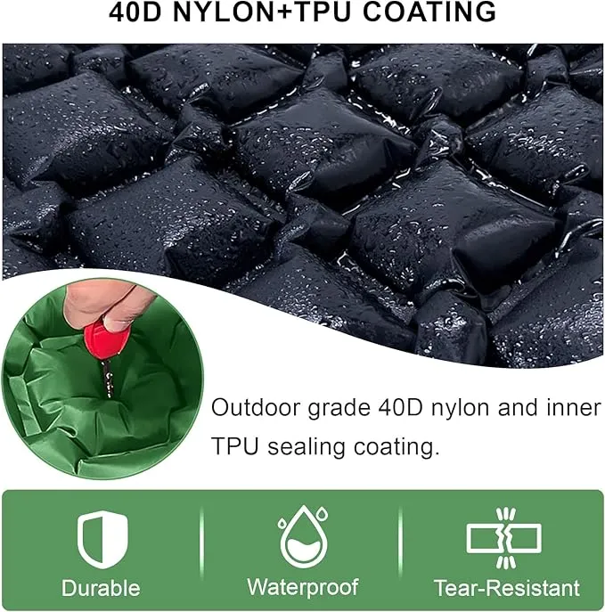 Sleeping Pad for Camping - Inflatable Camping Mat, Ultralight Airpad, Built-in Foot Pump Backpacking Sleeping Pad,Compact Sleeping Mat for Camping、Hiking、Traveling (Army Green)