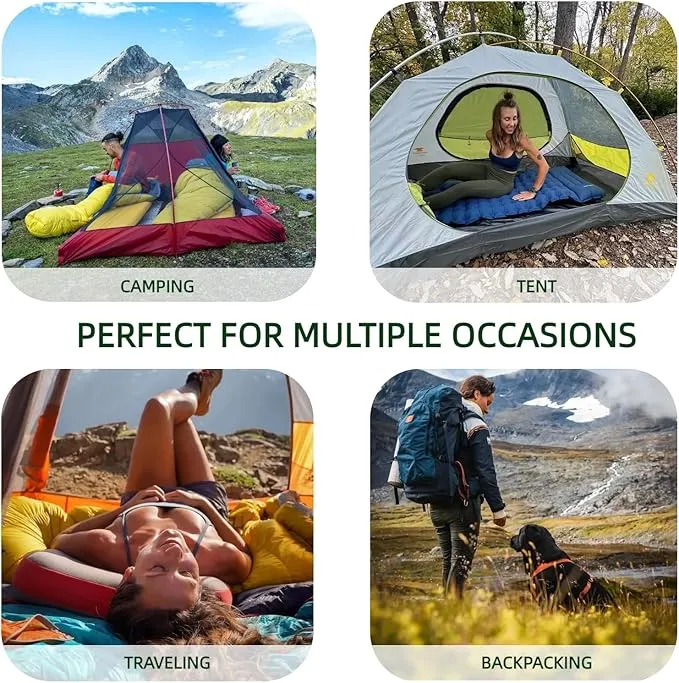 Sleeping Pad for Camping - Inflatable Camping Mat, Ultralight Airpad, Built-in Foot Pump Backpacking Sleeping Pad,Compact Sleeping Mat for Camping、Hiking、Traveling (Army Green)