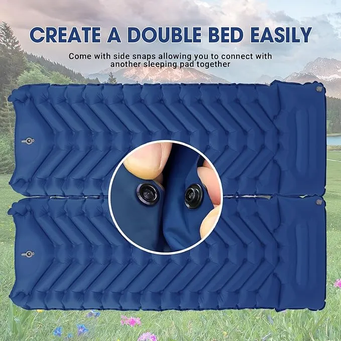 Sleeping Pad for Camping - Ultralight Camping Mattress with Pillow, Built-in Foot Pump, Compact Self-Inflatable Portable Camping Mat for Backpacking, Hiking, Car Traveling, Beach, Tent