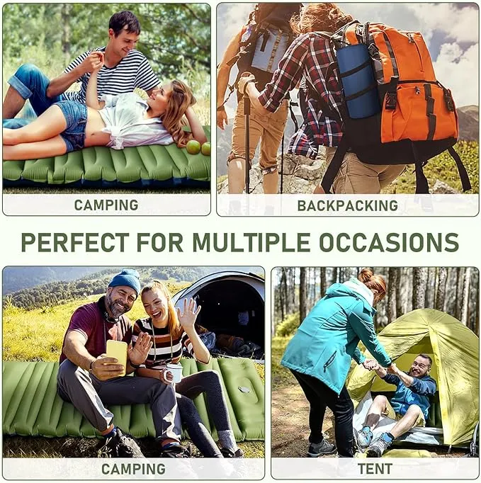 Sleeping Pad for Camping, Ultralight Inflatable Sleeping Mat with Built-in Foot Pump & Pillow, Compact Camping Air Mattress for Backpacking, Hiking, Traveling, Tent