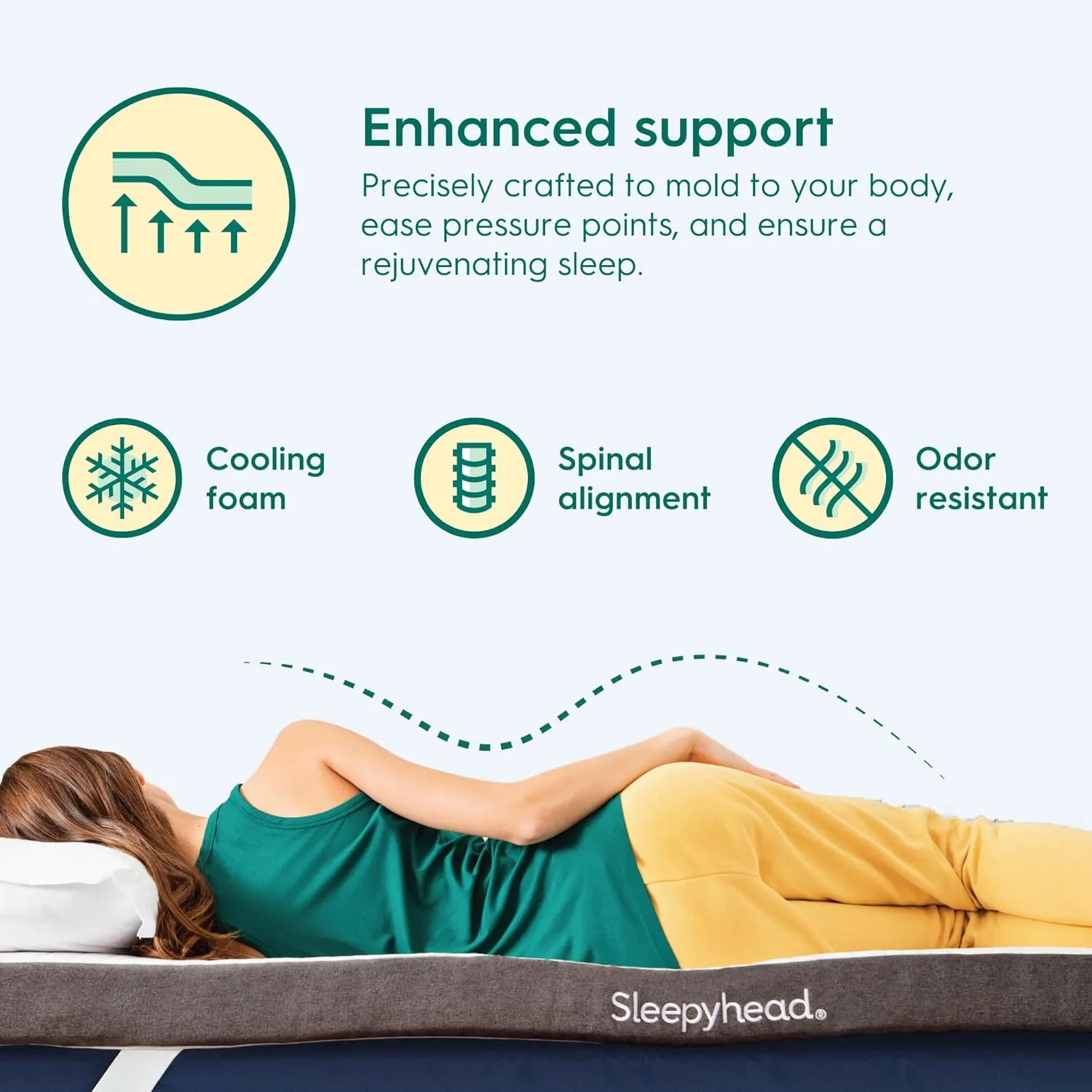 Sleepyhead Twin XL 2 Inch Premium Copper Memory Foam Mattress Topper - Dorm Essentials for College Beds, Cooling, Washable Cover, Odor Resistant, Pressure Relief & Support, CertiPUR-US Certified