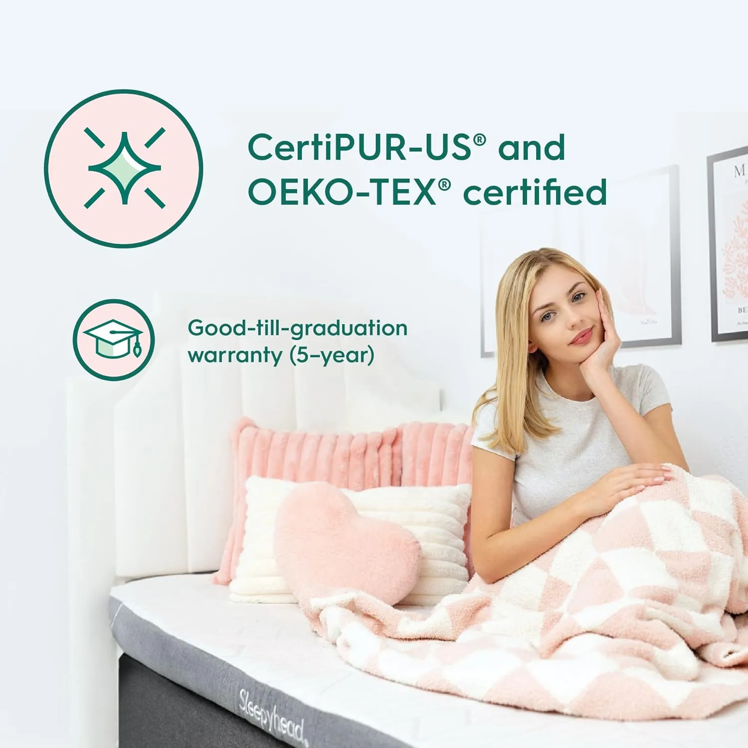 Sleepyhead Twin XL 2 Inch Premium Super Mattress Topper - Gel & Copper Memory Foam, Dorm Essentials for College Beds, Cooling, Washable CoolTech 2.0 Cover, American Made, CertiPUR-US Certified