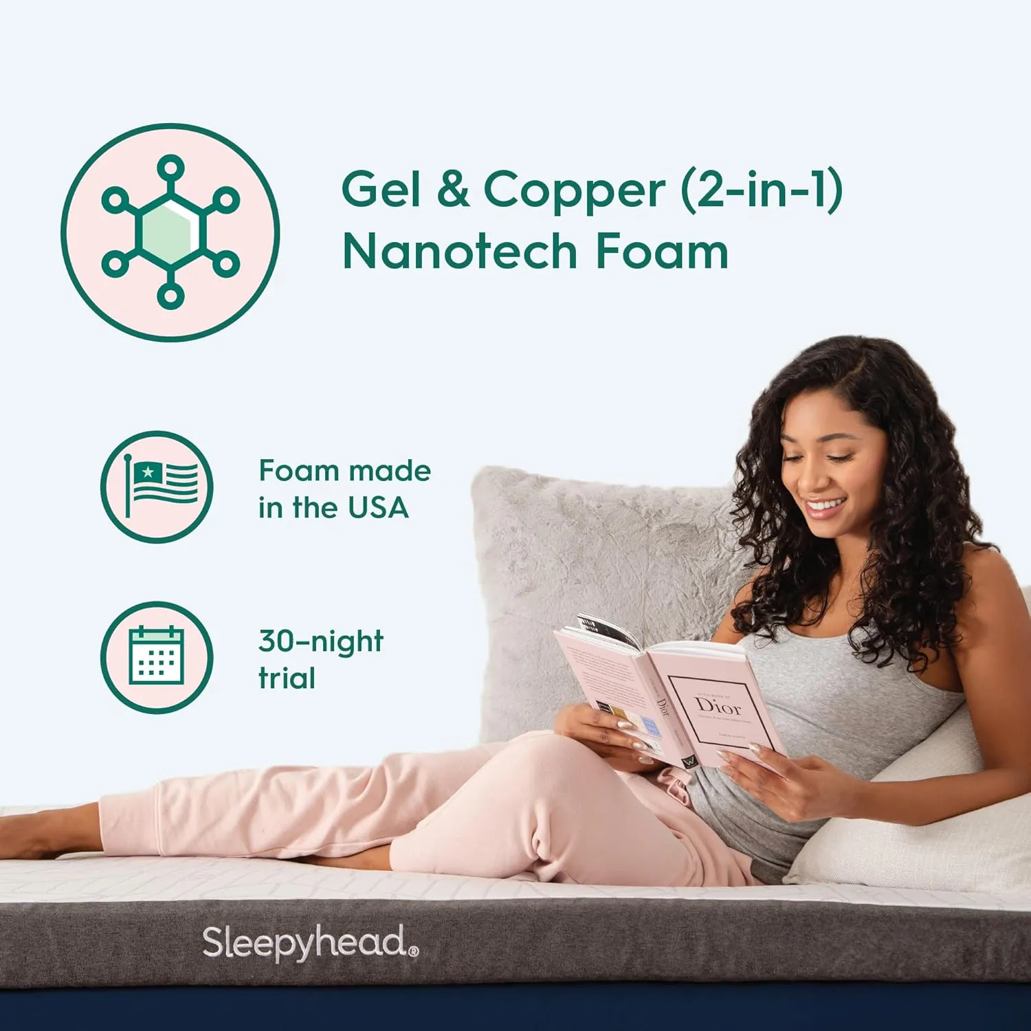 Sleepyhead Twin XL 2 Inch Premium Super Mattress Topper - Gel & Copper Memory Foam, Dorm Essentials for College Beds, Cooling, Washable CoolTech 2.0 Cover, American Made, CertiPUR-US Certified