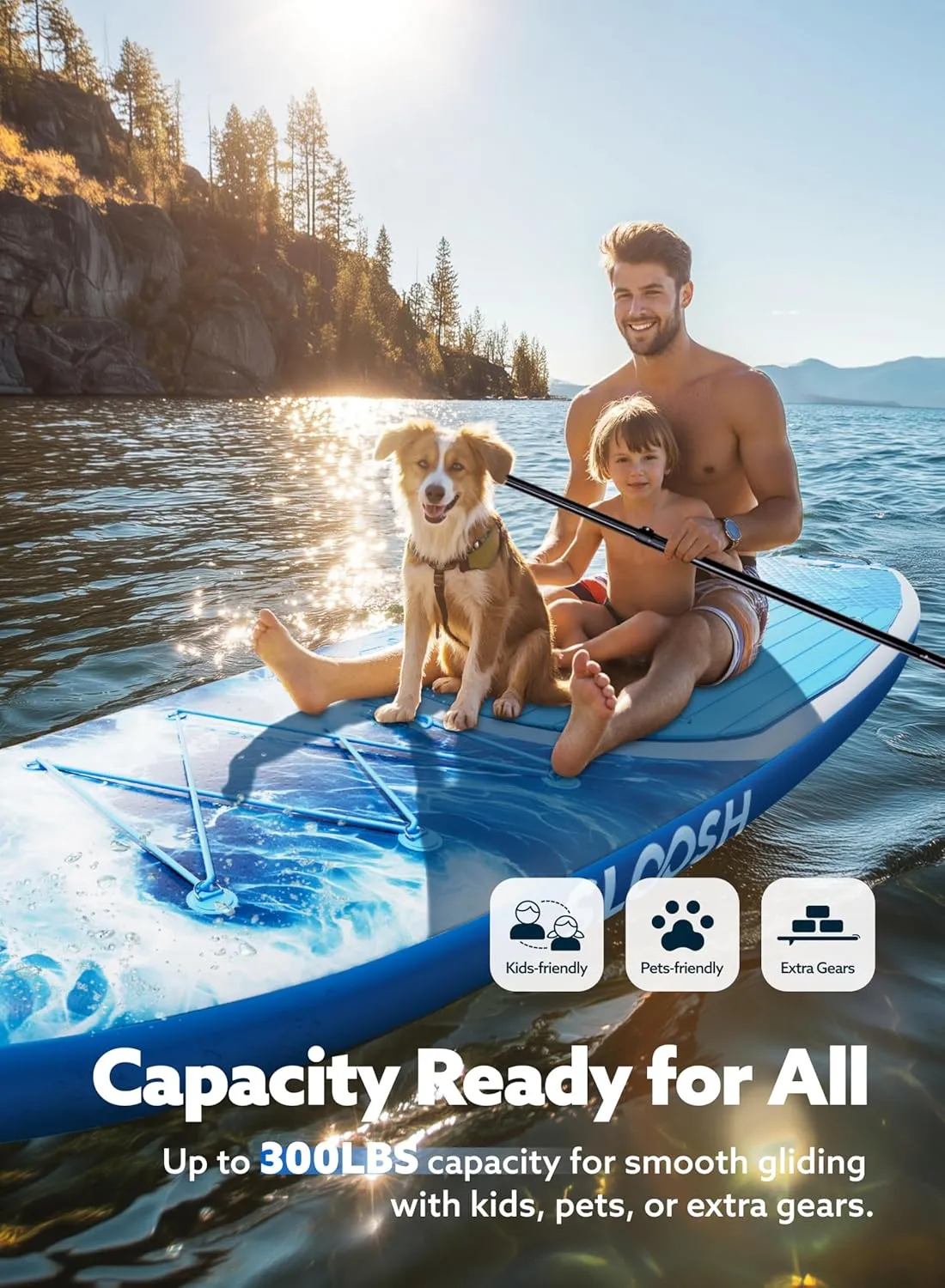SLOOSH Inflatable Stand Up Paddle Board, 10'6" Paddle Boards with Premium Accessories, Non-Slip EVA Deck, Ultra-Light Carry Bag Pump, Ripple SUP for Youth & Adults of All Skill Levels