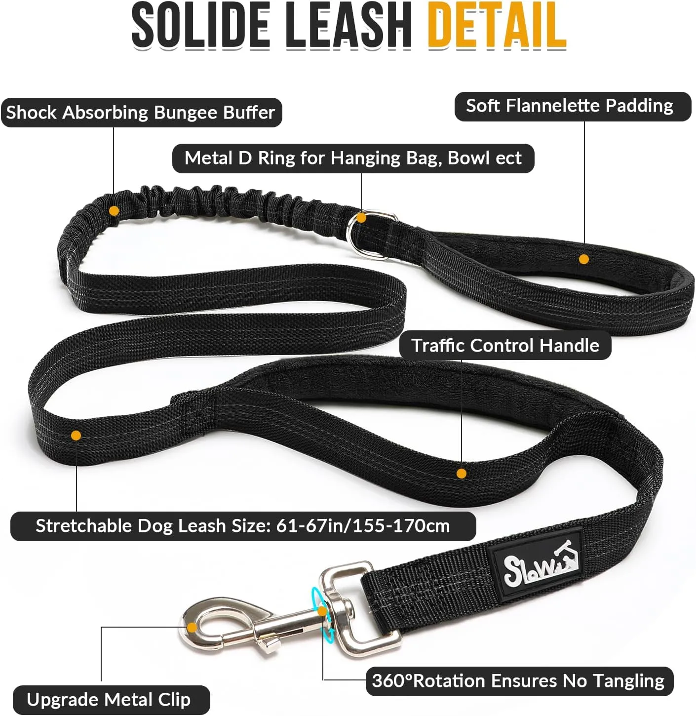 SlowTon No Pull Dog Harness - Heavy Duty Dog Harness and Leash Set for Medium Large Dogs, Reflective Tactical Harness with Soft Padded and Front Clip for Easy Walk and Training (Black XL)