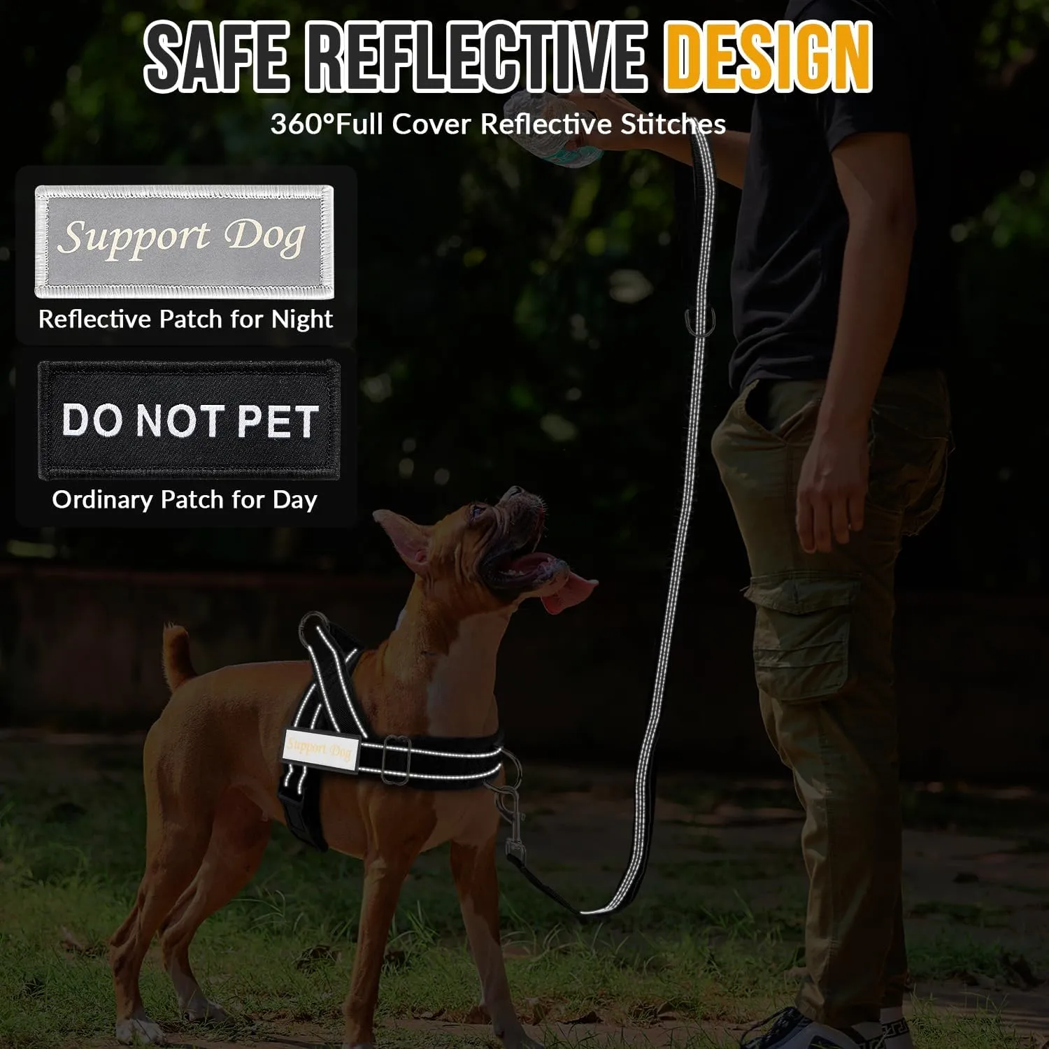 SlowTon No Pull Dog Harness - Heavy Duty Dog Harness and Leash Set for Medium Large Dogs, Reflective Tactical Harness with Soft Padded and Front Clip for Easy Walk and Training (Black XL)