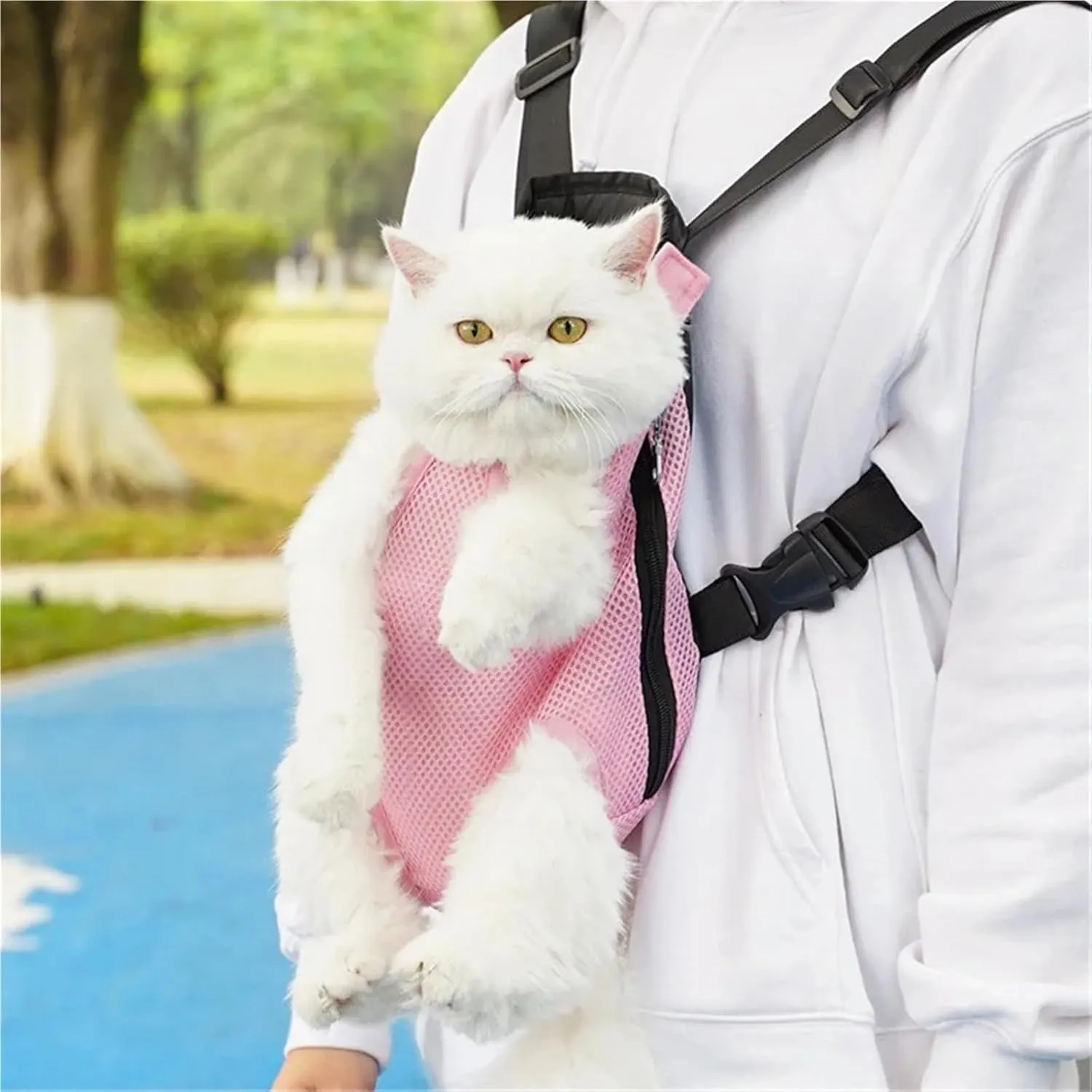 Small Pet Cat Dog Backpack Portable Breathable Double Shoulder Mesh Bag Carrier Camping Hiking Travel Backpacks(Pink,Small)