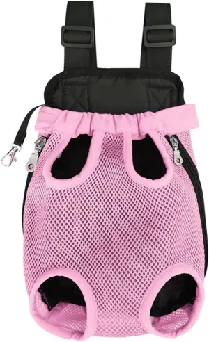 Small Pet Cat Dog Backpack Portable Breathable Double Shoulder Mesh Bag Carrier Camping Hiking Travel Backpacks(Pink,Small)