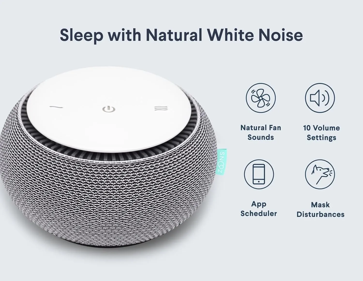 SNOOZ Smart White Noise Sound Machine - Real Fan Inside for Non-Looping White Noise, Sleep Aid for Adults, Travel, Sleeping, Bedroom, Portable, Baby Registry Essential - Cloud