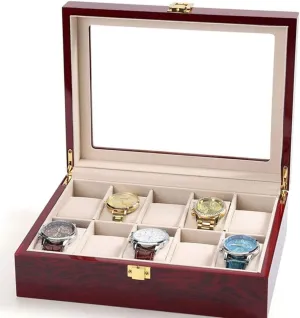 Solid Wood Watch Box Watch Case for Men 5 Slots Wood Storage Watch Case Organizer with Display Top Exquisite and (Size : B)