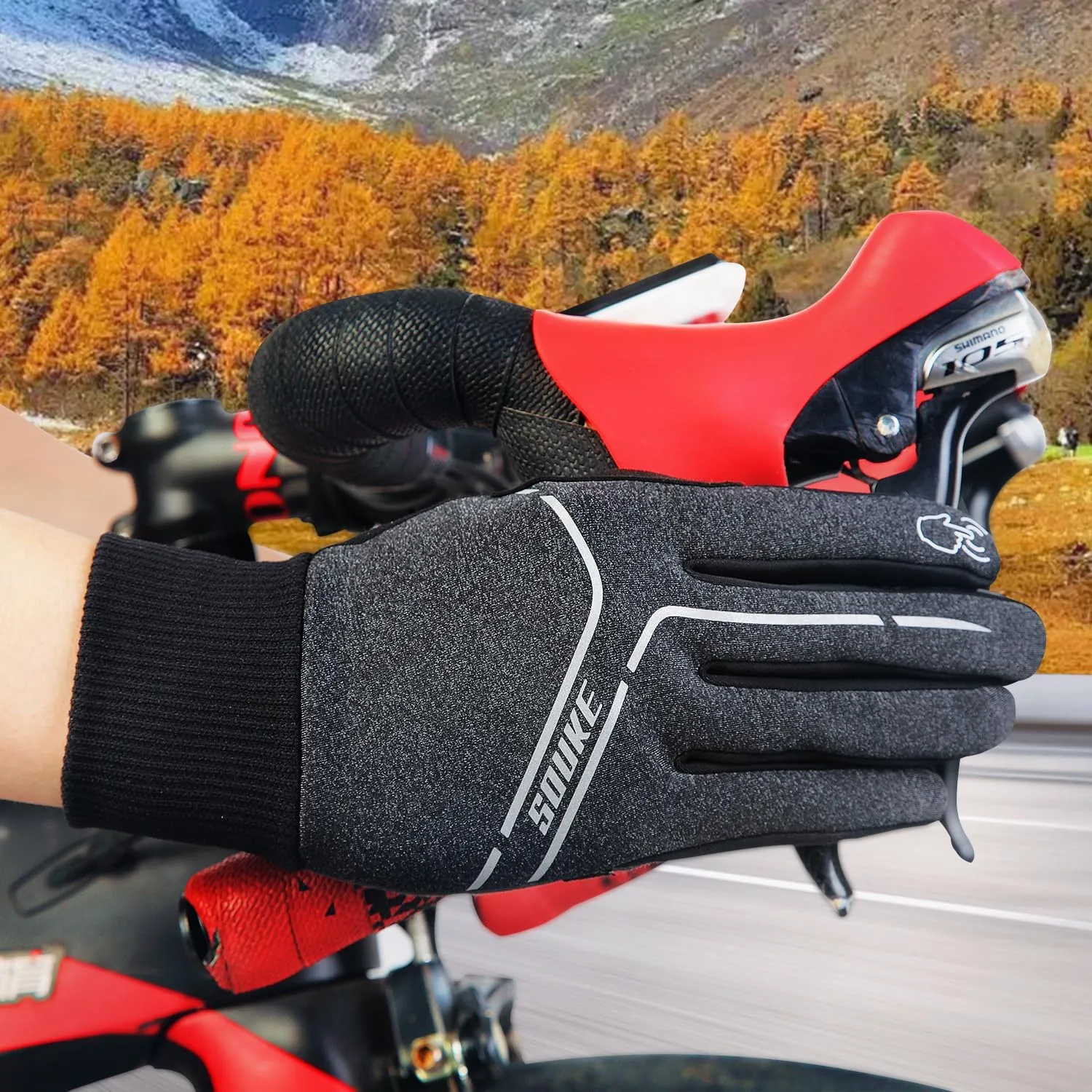 Souke Sports Winter Cycling Gloves Men Women, Touch Screen Padded Bike Glove Water Resistant Windproof Warm Anti-Slip for Running, Biking, Workout