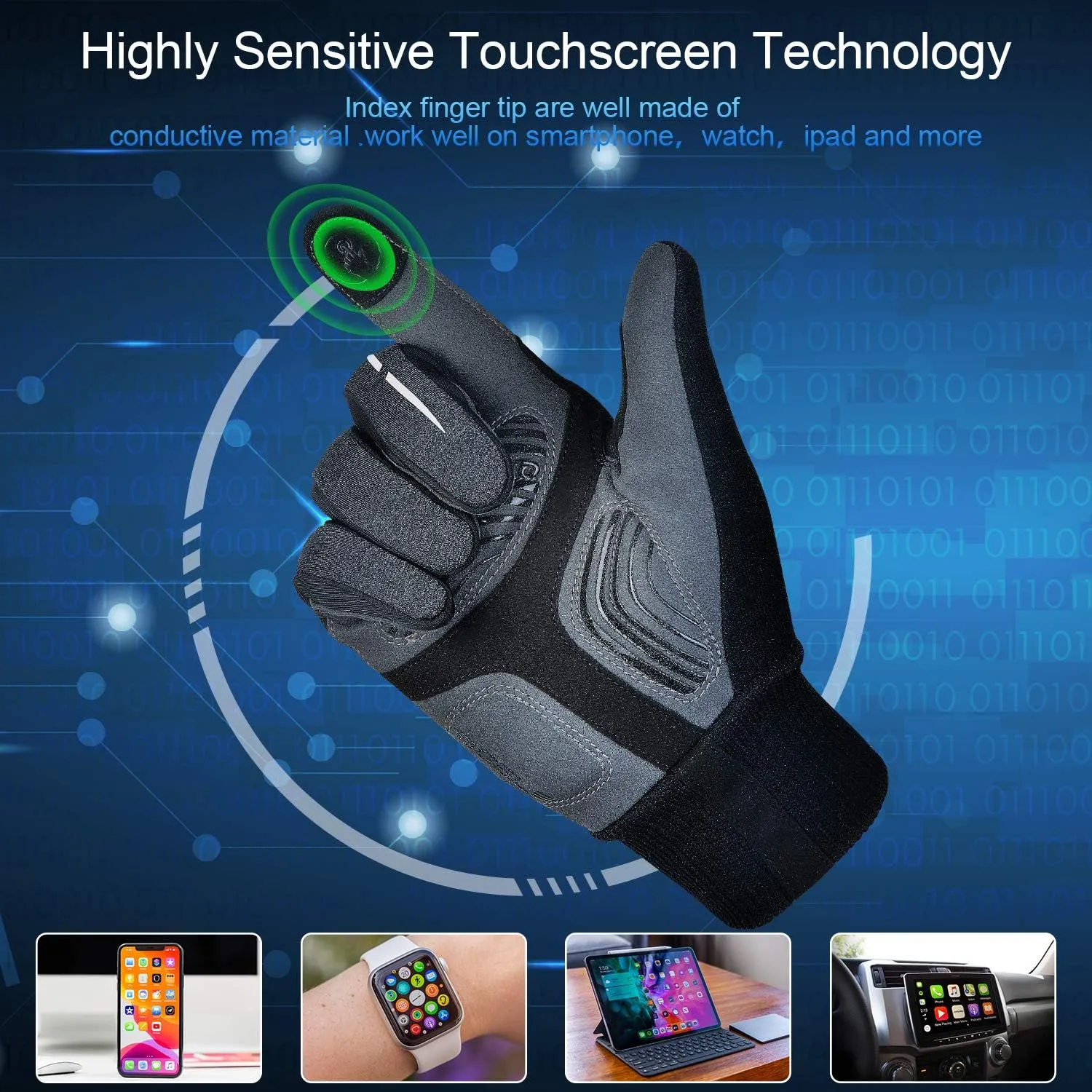 Souke Sports Winter Cycling Gloves Men Women, Touch Screen Padded Bike Glove Water Resistant Windproof Warm Anti-Slip for Running, Biking, Workout