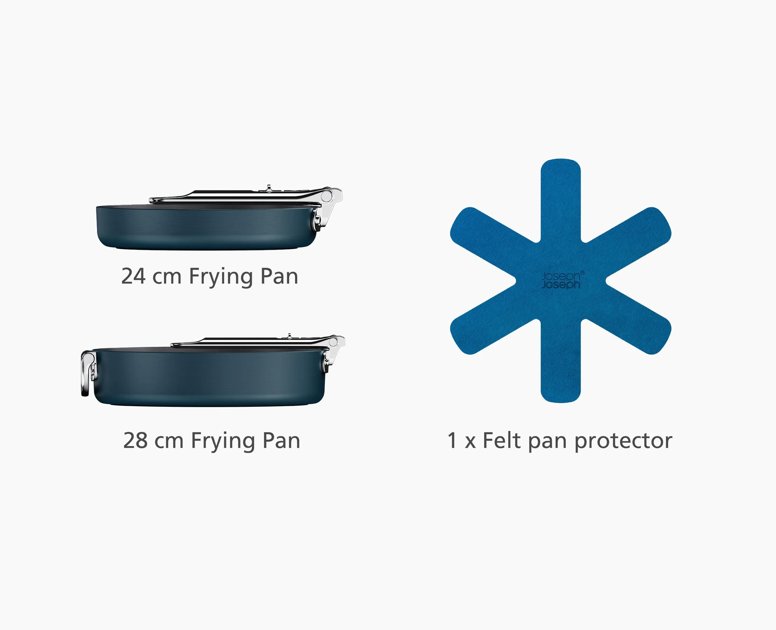 Space Folding Handle Ceramic Non-stick 2-piece Blue Frying Pan Set
