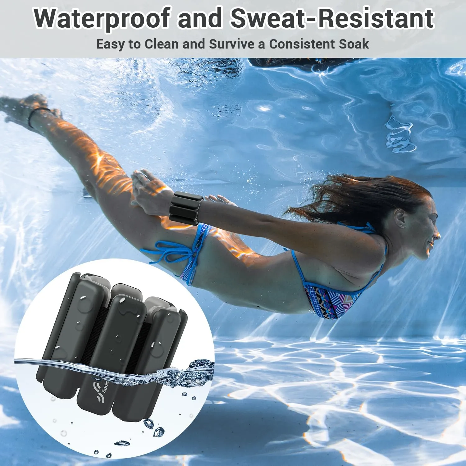 Sportneer Wrist & Ankle Weights for Women Men - 1 Pair (1 lb/2 lb Each) | Adjustable Weighted Bracelet Silicone Bangles for Yoga, Dance, Pilates, Cardio, Aerobics, Gym, Pool Exercises and Jogging
