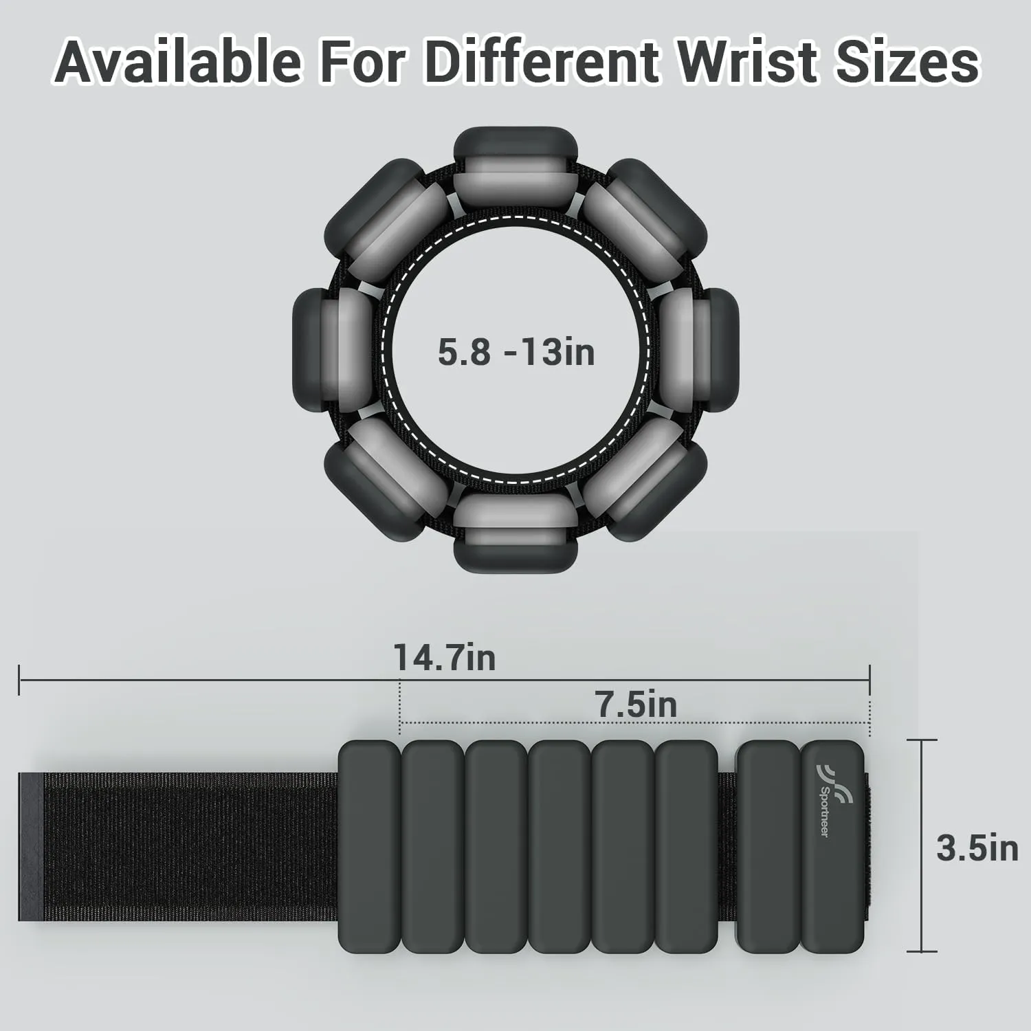Sportneer Wrist & Ankle Weights for Women Men - 1 Pair (1 lb/2 lb Each) | Adjustable Weighted Bracelet Silicone Bangles for Yoga, Dance, Pilates, Cardio, Aerobics, Gym, Pool Exercises and Jogging