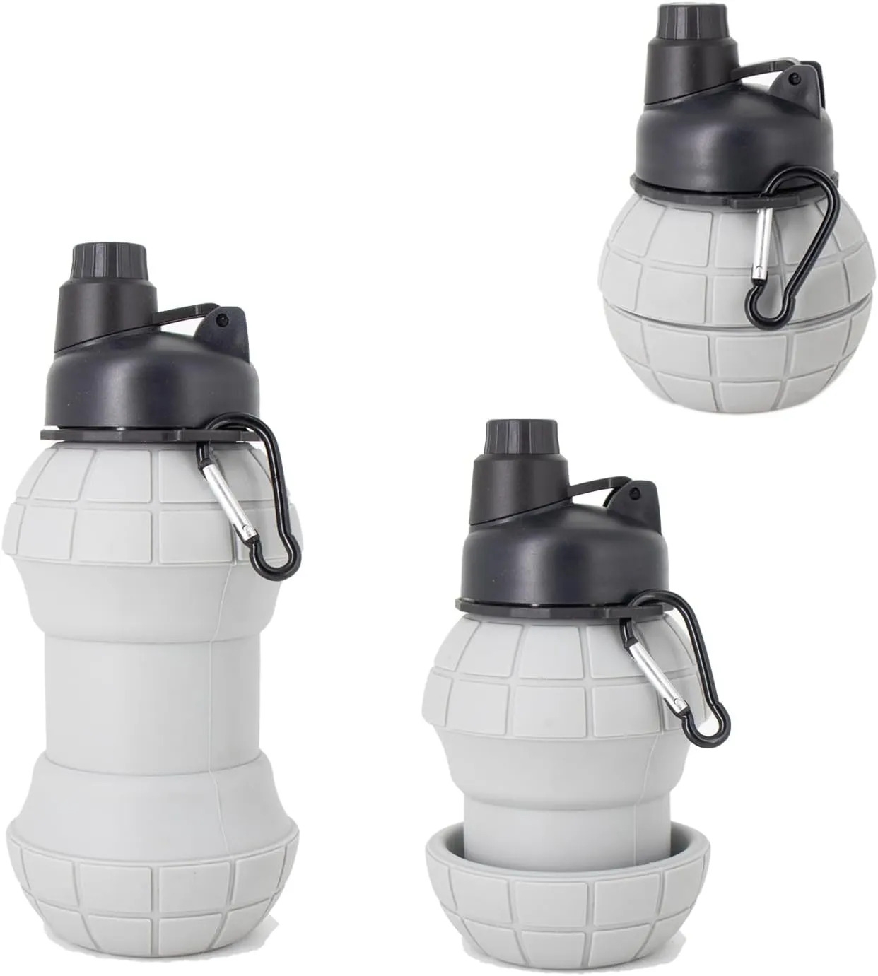 Sports Water Bottles, BPA-Free Plastic, 32 oz Capacity (Grey 2-piece set)
