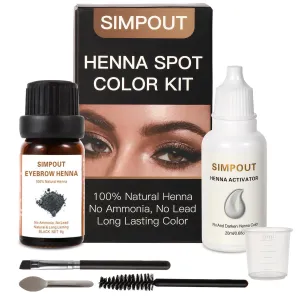 Spot Color Henna Hair Kit - 6 grams Powder & Henna Activator, Professional Spot Coloring Henna Hair Kit, Covers Grey Hair, Water and Smudge Proof, No Ammonia, No Lead (Black)