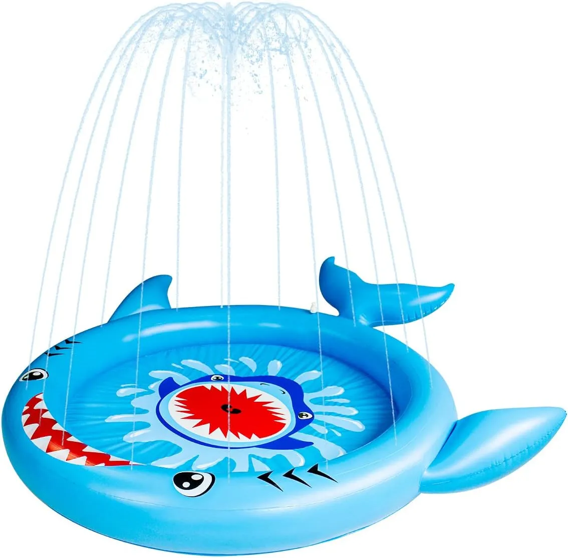 Sprinkler for Kids, Splash pad for Kid,Splash pad for Dogs,Inflatable Fountain Play Summer Cool Toys,86x78x12 inch Shark Pool Sprinklers.