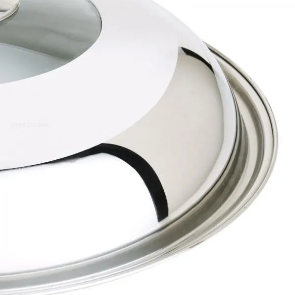 Stainless Steel Cooking Pan Cover Visible Replaced Lid for Frying Wok Pot - 32cm