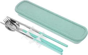 Stainless Steel Cutlery Set with Chopsticks Fork Spoon Travel Dinnerware Case Camping Cookware Kit Lunchbox Utensils