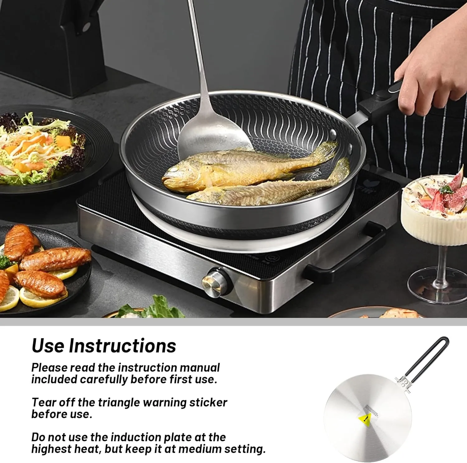 Stainless Steel Induction Adapter for Glass Cooktop 9.5" 1pc