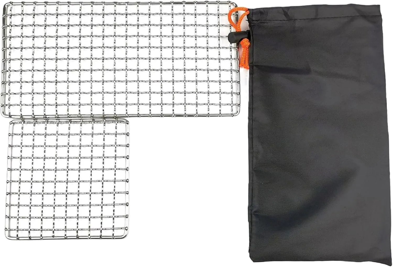 Stainless Steel Mesh Camping Grill, 2pcs Grills Backpacker Barbecue Grills, Campfire Cooking BBQ Grate, Outdoor Mesh Gear for Camping, Hiking, Backpacking, bushcraft cooking gear