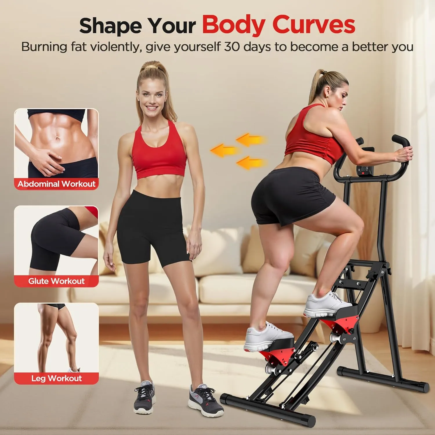 Stair Stepper for Home Gym Exercise, Stair Climber for Full Body Workout with Adjustable Handlebar & Pedals, Compact Foldable Vertical Cardio Exercise Climber with LCD Display
