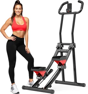 Stair Stepper for Home Gym Exercise, Stair Climber for Full Body Workout with Adjustable Handlebar & Pedals, Compact Foldable Vertical Cardio Exercise Climber with LCD Display
