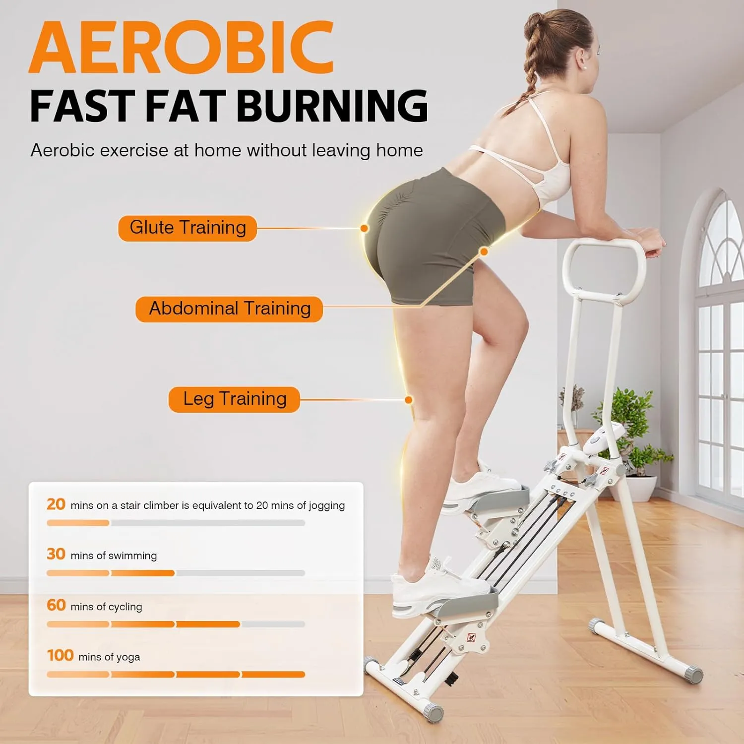Stair Stepper for Home,Folding Cardio Stair Climber for Full Body Workout,Stair Stepper Machine with Adjustable Handlebar,300LBS Capacity