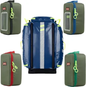 Statpacks G3  Responder   4 Cell Bundle includes Medic Backpack, Airway, IV, Universal, and Medicine Cells for EMS, Firefighters, First Responders (Blue)