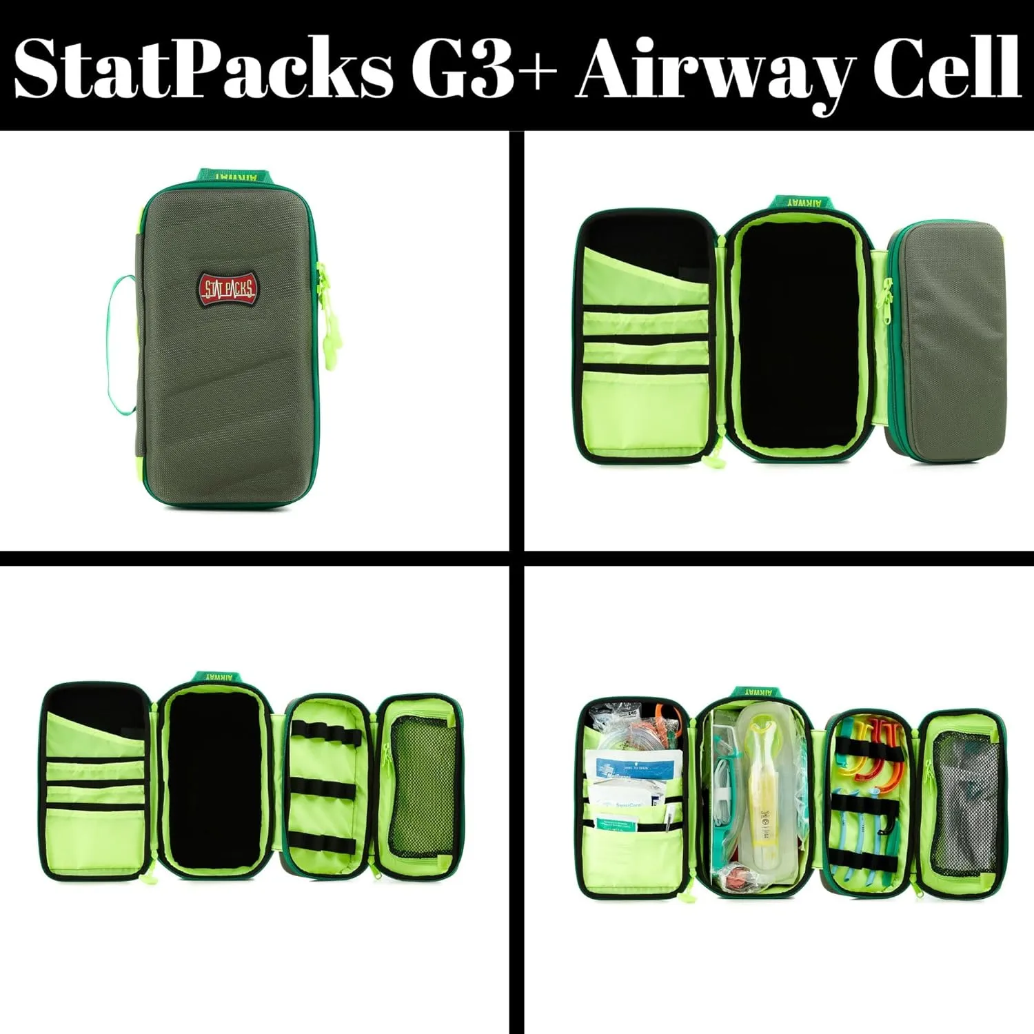 Statpacks G3  Responder   4 Cell Bundle includes Medic Backpack, Airway, IV, Universal, and Medicine Cells for EMS, Firefighters, First Responders (Red)