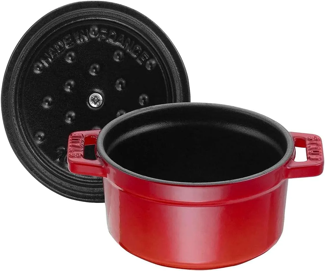 Staub Cast Iron 0.25-qt Mini Round Cocotte - Cherry, Made in France