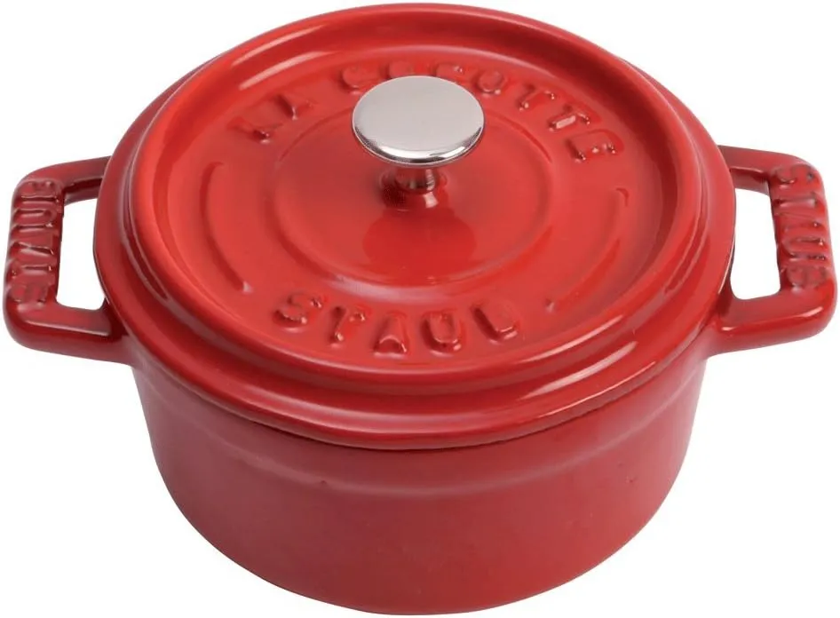 Staub Cast Iron 0.25-qt Mini Round Cocotte - Cherry, Made in France