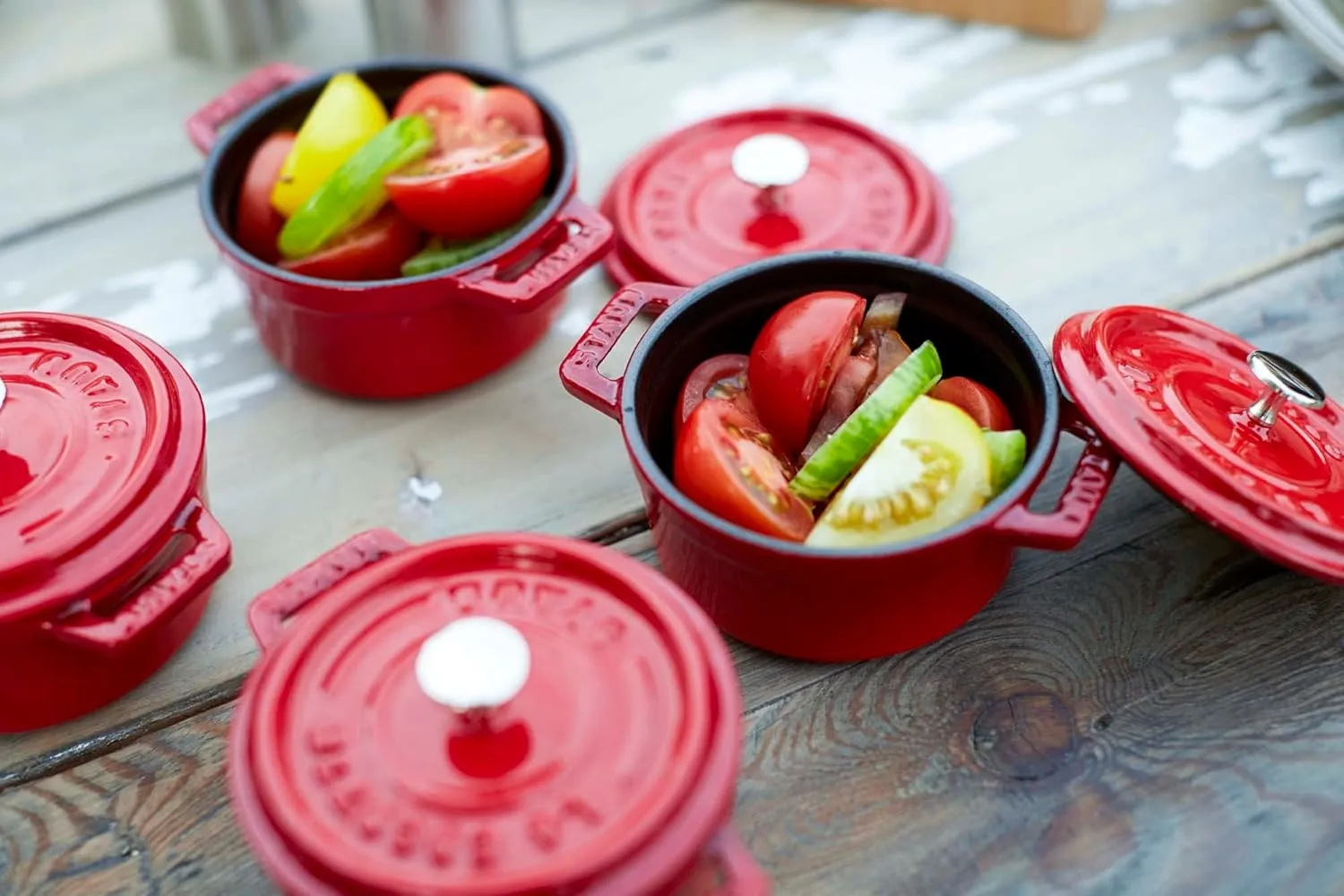 Staub Cast Iron 0.25-qt Mini Round Cocotte - Cherry, Made in France