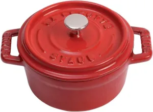 Staub Cast Iron 0.25-qt Mini Round Cocotte - Cherry, Made in France