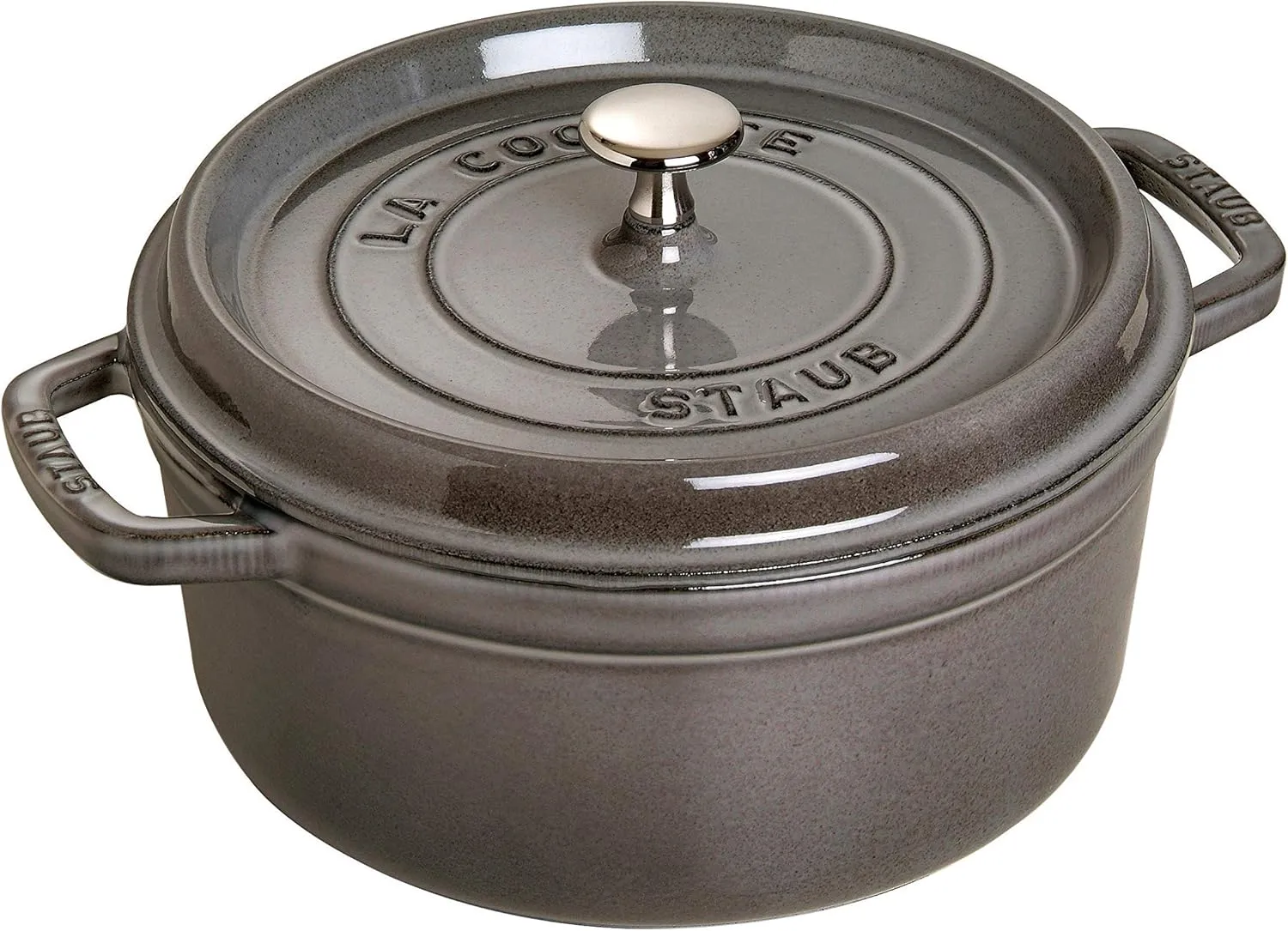 Staub Cast Iron 9-qt Round Cocotte - Graphite Grey, Made in France