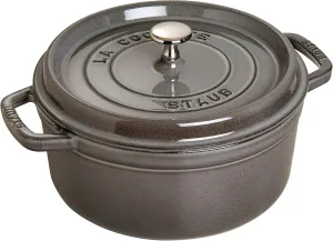Staub Cast Iron 9-qt Round Cocotte - Graphite Grey, Made in France