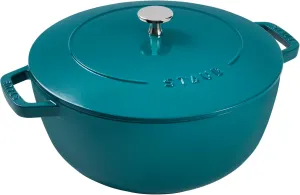 Staub Cast Iron Essential French Oven, Dutch Oven, 5-quart, serves 5-6, Made in France - Turquoise