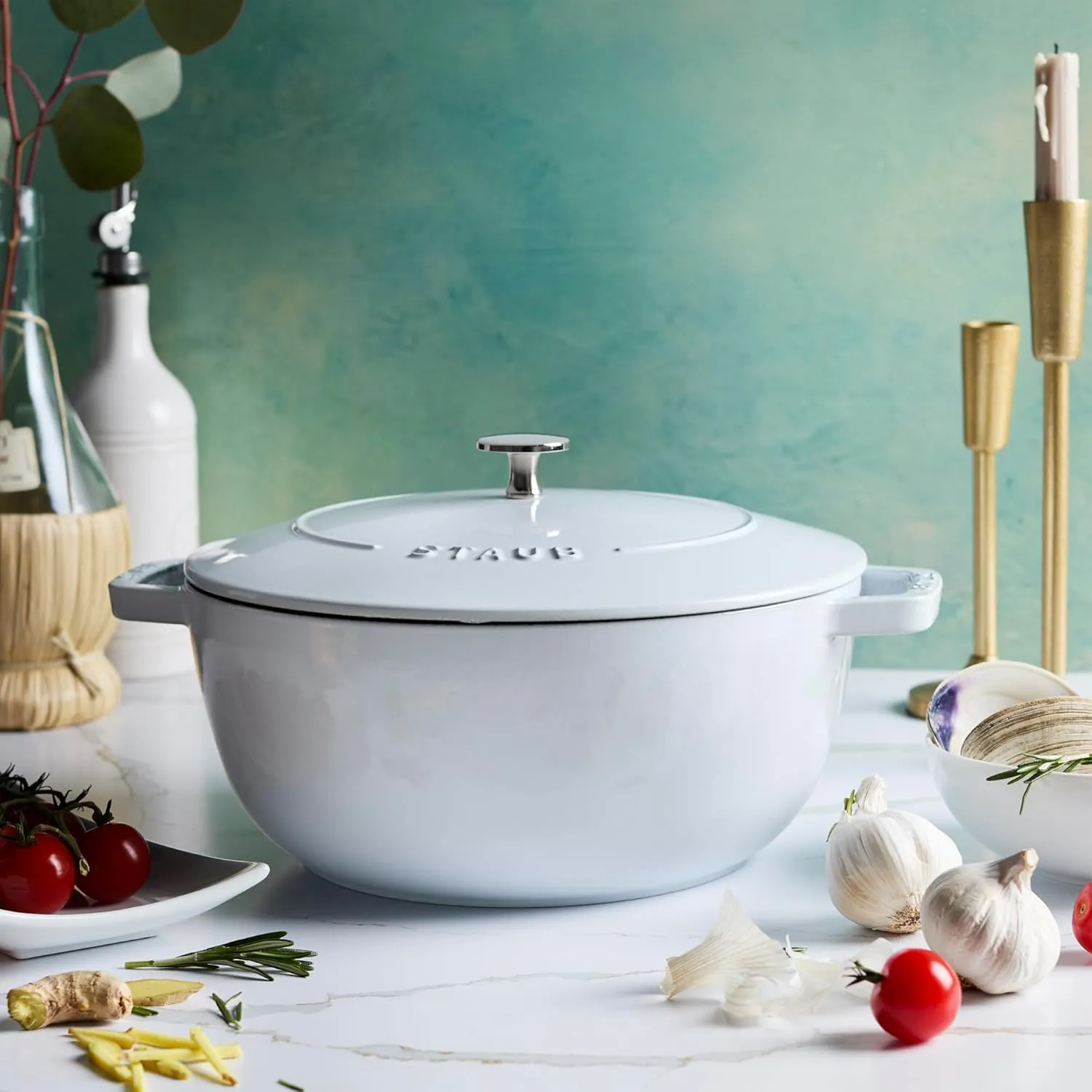 Staub Cast Iron Essential French Oven, Dutch Oven, 5-quart, serves 5-6, Made in France - White