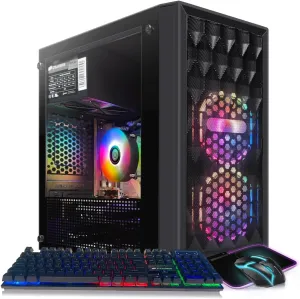 STGAubron Gaming Desktop, Radeon RX 560 4G GDDR5, Intel 10th Gen G5905 3.5G, 16G DDR4, 512G SSD, 600M WiFi, BT 5.0, RGB Fan x2, Windows 11 Home