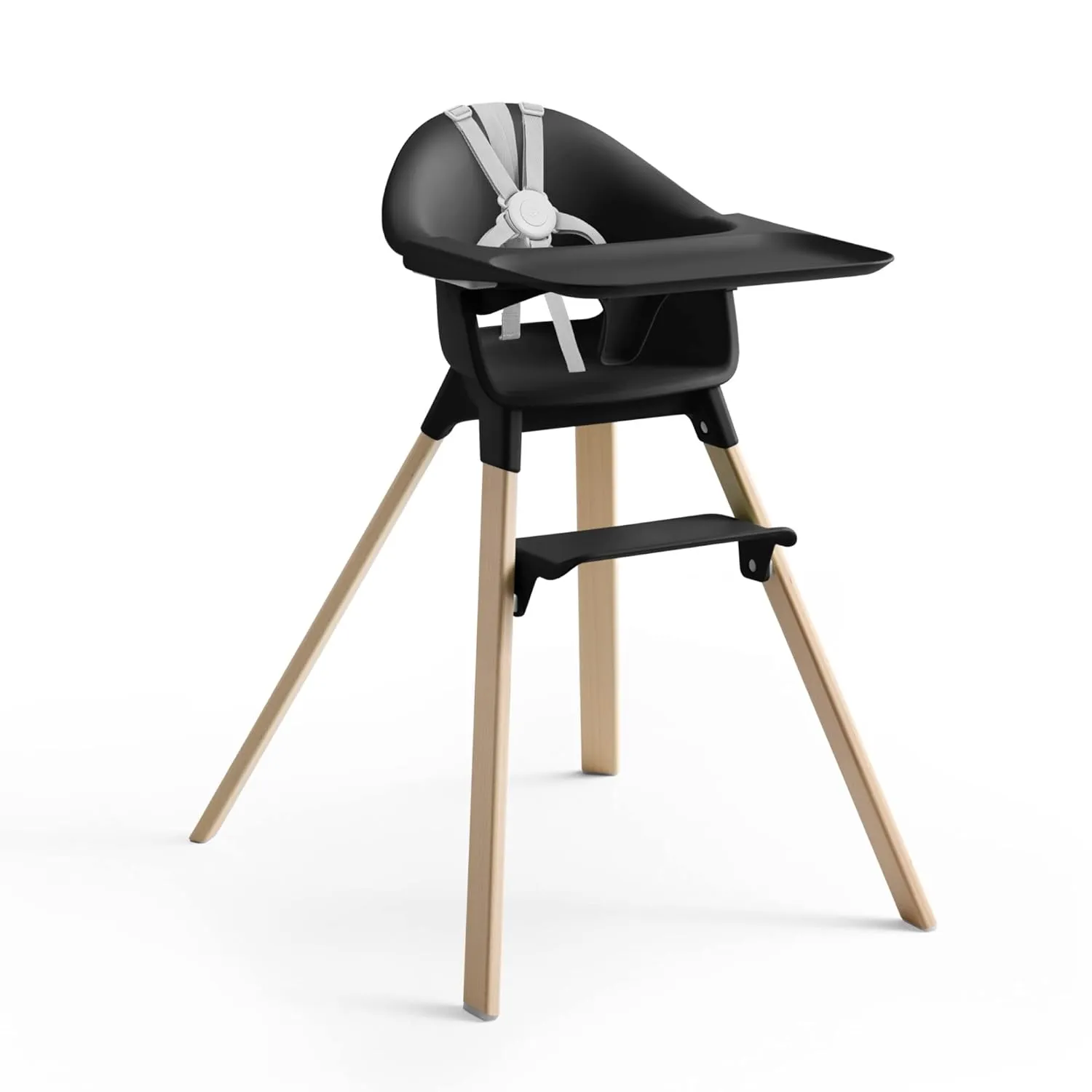 Stokke Clikk High Chair, Black Natural - All-in-One High Chair with Tray   Harness - Light, Durable & Travel Friendly - Ergonomic with Adjustable Features - Best for 6-36 Months or Up to 33 lbs