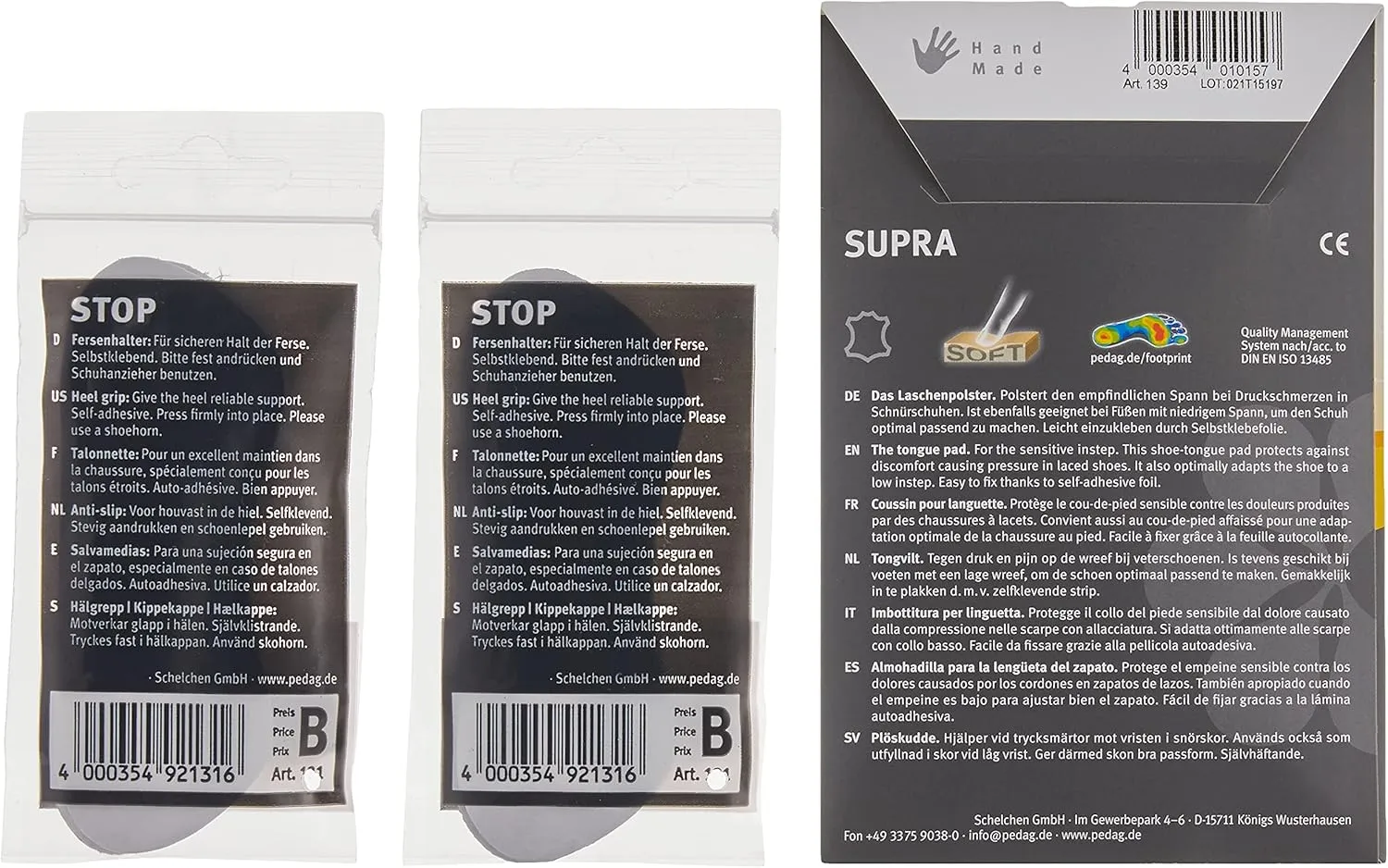 Stop Heel Grips   Supra Tongue Pad, Large/XLarge