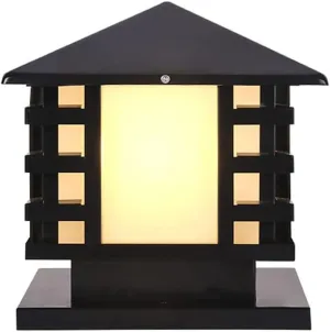 Stylish Modern Post Lights Fixture IP65 Waterproof Acrylic Lampshade Pillar Lights Black Square Outdoor Lighting Decoration Column Lamp for Courtyard Villa Garden Street,One Color-40cm
