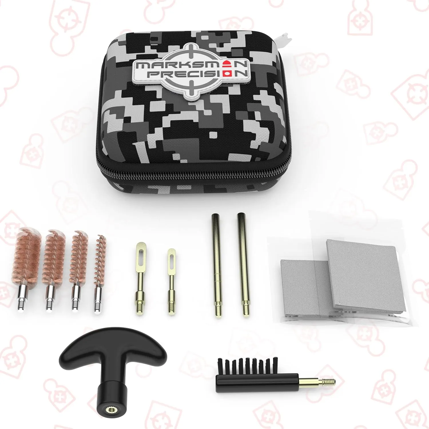 Sub Compact Pistol Cleaning Kit - Brass - .22 9mm .357 .38 .380 .40 10mm .44 and .45 Caliber Handgun Revolver - Up to 6 inch Barrel - Retail Package
