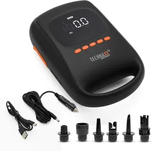 SUP Battery Air Pump with Power Bank Function TX-266-7500 mAh Battery Up to 3 Stand-Up Paddle Boards with One Charge, Automatic Pump Stop, 2 LED Lights, 12V Car Charger & USB-C Cable