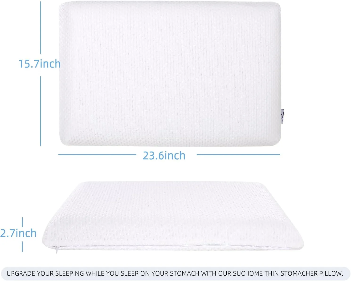 SUQ I OME Slim Sleeper - Ultra Thin Flat Pillows for Sleeping, Cooling Gel Infused Memory Foam Pillow 2.2 inch Height Ultra Thin Pillow,23 x 15.7 x 2.2 inches
