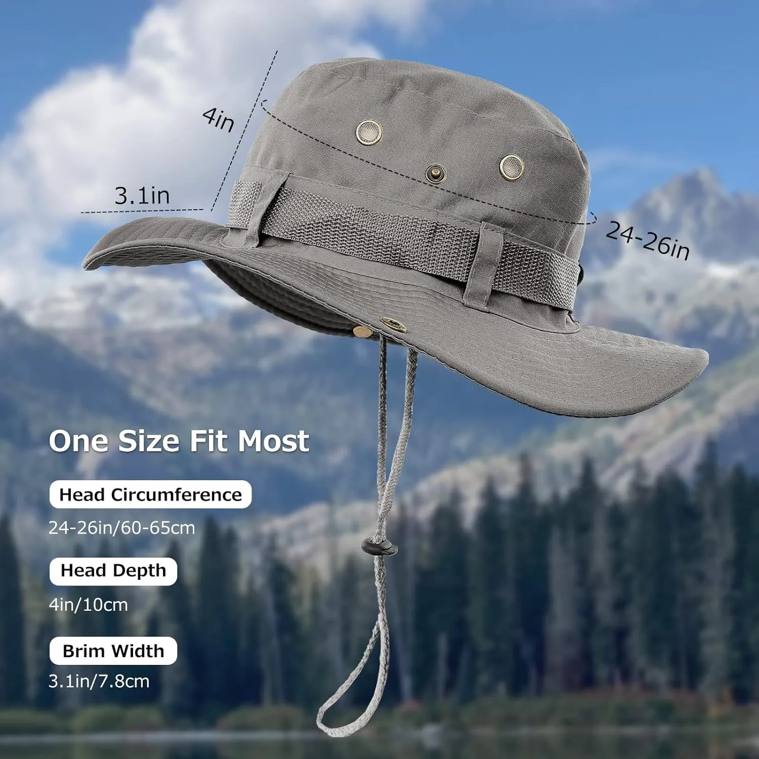 Surblue Boonie Sun Hat Windproof Fishing Hat UPF 50  UV Protection for Hiking, Travel