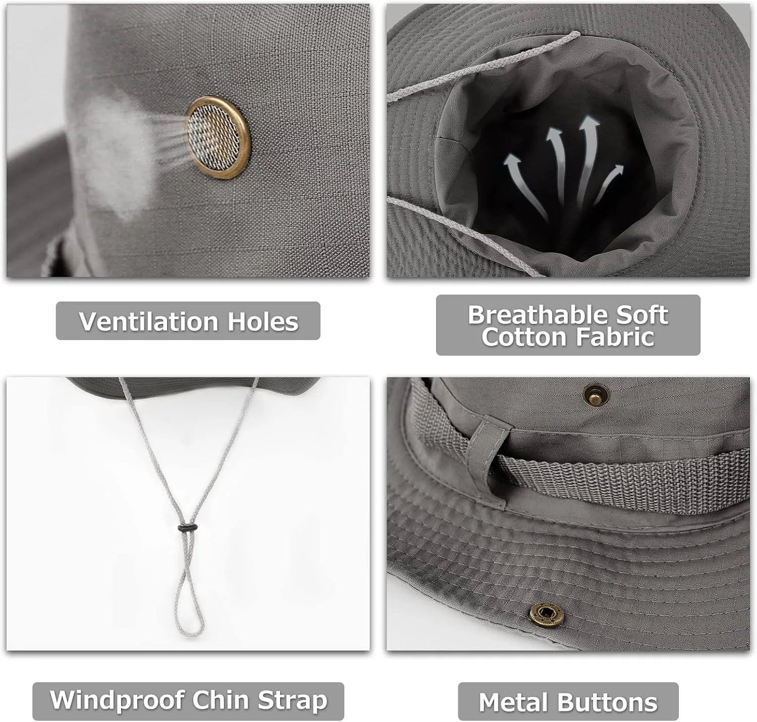 Surblue Boonie Sun Hat Windproof Fishing Hat UPF 50  UV Protection for Hiking, Travel